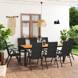 9 Piece Garden Dining Set Black and Brown 3060057