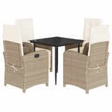 5 Piece Garden Dining Set with Cushions Beige Poly Rattan 3212578