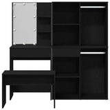 Dressing Table Set with LED 4 pcs Black Oak Engineered Wood 3333068