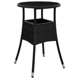 ZNTS 5 Piece Garden Bistro Set with Cushions Black Poly Rattan 3187441