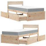 Bed with Drawers and Mattress 90x190 cm Single Solid Wood Pine 3281919