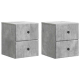 Wall-Mounted Bedside Cabinet with Drawer 2 pcs Concrete Grey 899152