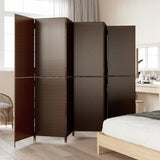 Room Divider 6 Panels Brown Poly Rattan 365353