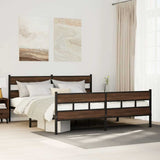 Metal Bed Frame without Mattress Brown Oak 200x200 cm 3308481