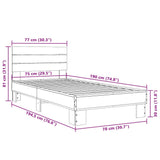 Bed Frame without Mattress Black 75x190 cm Small Single 845747