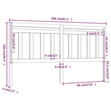 Bed Headboard Grey 206x4x100 cm Solid Wood Pine 814116