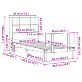Bookcase Bed without Mattress 90x190cm Single Solid Wood Pine 3322652