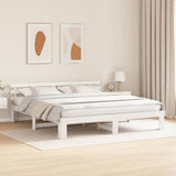 Bed Frame with Headboard White 200 x 200 cm Solid Pine Wood 872597