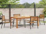 Garden Dining Set 5 pcs Black Solid Acacia Wood 3365517