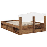 Bed Frame with Headboard Old Wood 140 x 190 cm Solid Pine Wood 3412905