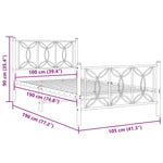 ZNTS Metal Bed Frame without Mattress with Footboard Black 100x190cm 376140
