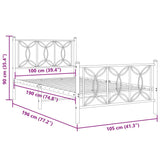 ZNTS Metal Bed Frame without Mattress with Footboard Black 100x190cm 376140