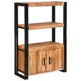 Bookshelf with Doors Brown Solid Acacia Wood and Metal 4104770