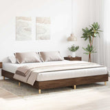 Bed Frame Brown Oak Engineered Wood, Solid Eucalyptus Wood Double 3328705