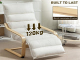 Curved Wooden Accent Chair, with Adjustable Footrest - Cream White T3398P344220