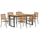 Garden Dining Set 7 pcs Grey and Brown Poly Rattan 3365479