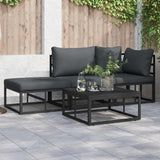 Garden Sofa Set with Cushion 3 pcs Black Aluminium 3378950