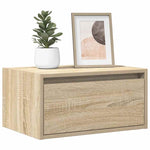 ZNTS Wall-mounted Bedside Cabinet with LED Lights Sonoma Oak 860215