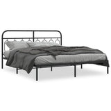 Metal Bed Frame without Mattress with Headboard Black 193x203cm 377123