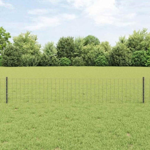 Fence with Posts Grey 0.4 x 10 m Steel 3336129