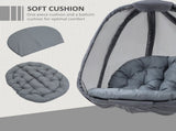 Hanging Egg Chair, Folding Texteline Swing Hammock with Side Pocket, Cushion and Stand for Indoor T3398P318560