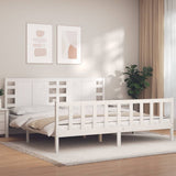 Bed Frame without Mattress White 200x200 cm Solid Wood Pine 3192837
