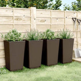 Garden Planters 4 pcs Brown 32.5x32.5x57 cm PP 367855