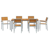 Garden Dining Set 7 pcs Grey Solid Acacia Wood 3284426