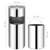 Ashtray Dustbin Hotel 30 L Stainless Steel 51087