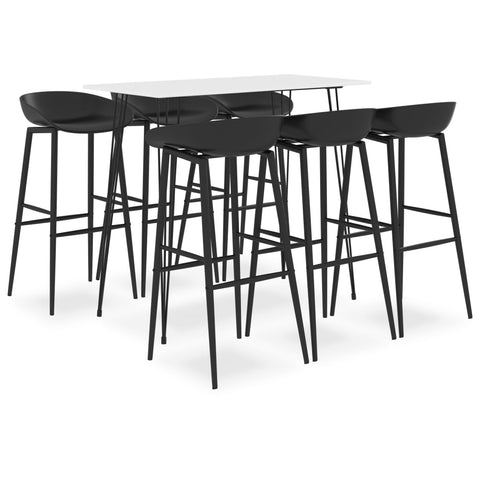 7 Piece Bar Set White and Black 3057423