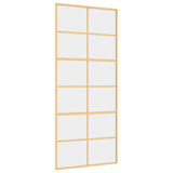 Sliding Door Gold 90x205 cm Clear ESG Glass and Aluminium 155167