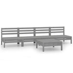 ZNTS 5 Piece Garden Lounge Set Grey Solid Pinewood 3082489