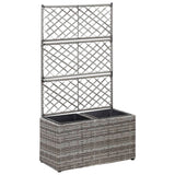 Trellis Raised Bed with 2 Pots 58x30x107 cm Poly Rattan Grey 46934