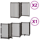 Dog Gate with Door Foldable 12 Panels Black 600 cm Poplar Wood 3155713