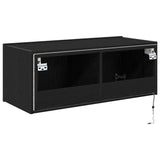 TV Wall Cabinet Black Oak 80 x 35 x 31 cm Engineered Wood 863108