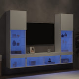 5 Piece TV Wall Units with LED White Engineered Wood 3216690
