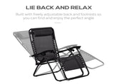 Folding Zero Gravity Chairs, 3 Pieces Adjustable Sun Lounger and Table Set with Cup Holder and T3398P318661