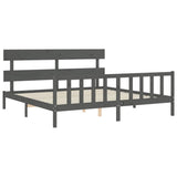 Bed Frame without Mattress Grey 200x200 cm Solid Wood Pine 3193293
