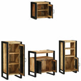 Bathroom Furniture Set with Shelf 4 pcs Brown Solid Mango Wood 3305656