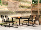 Garden Dining Set Black Powder-coated steel 5 piece set 3099097