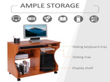 Multi-Storage Compact Work Desk, with Wheels - Cherry Wood Colour T3398P343495
