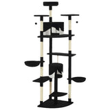 Cat Tree with Sisal Scratching Posts 203 cm Black and White 170530