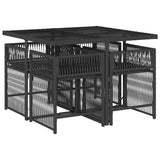 5 Piece Garden Dining Set with Cushions Black Poly Rattan 3211615
