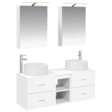 Bathroom Furniture Set 5 pcs White Engineered Wood and Glass 3407071