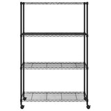 4-Tier Storage Shelf with Wheels 90x35x142 cm Black 200 kg 324628