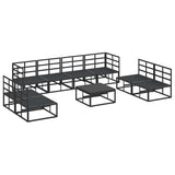 Garden Sofa Set with Cushion 9 pcs Black Aluminium 3378853