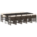 Garden Dining Set Brown PE rattan Large Foldable 3210933