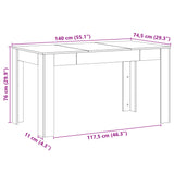 ZNTS Dining Table Old Wood 140x74.5x76 cm Engineered Wood 856572