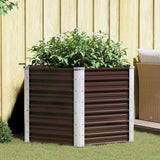 Garden Raised Bed Brown 129x129x77 cm Galvanised Steel 45721