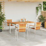 Garden Dining Set 5 pcs Solid Acacia Wood and Stainless Steel 3334807